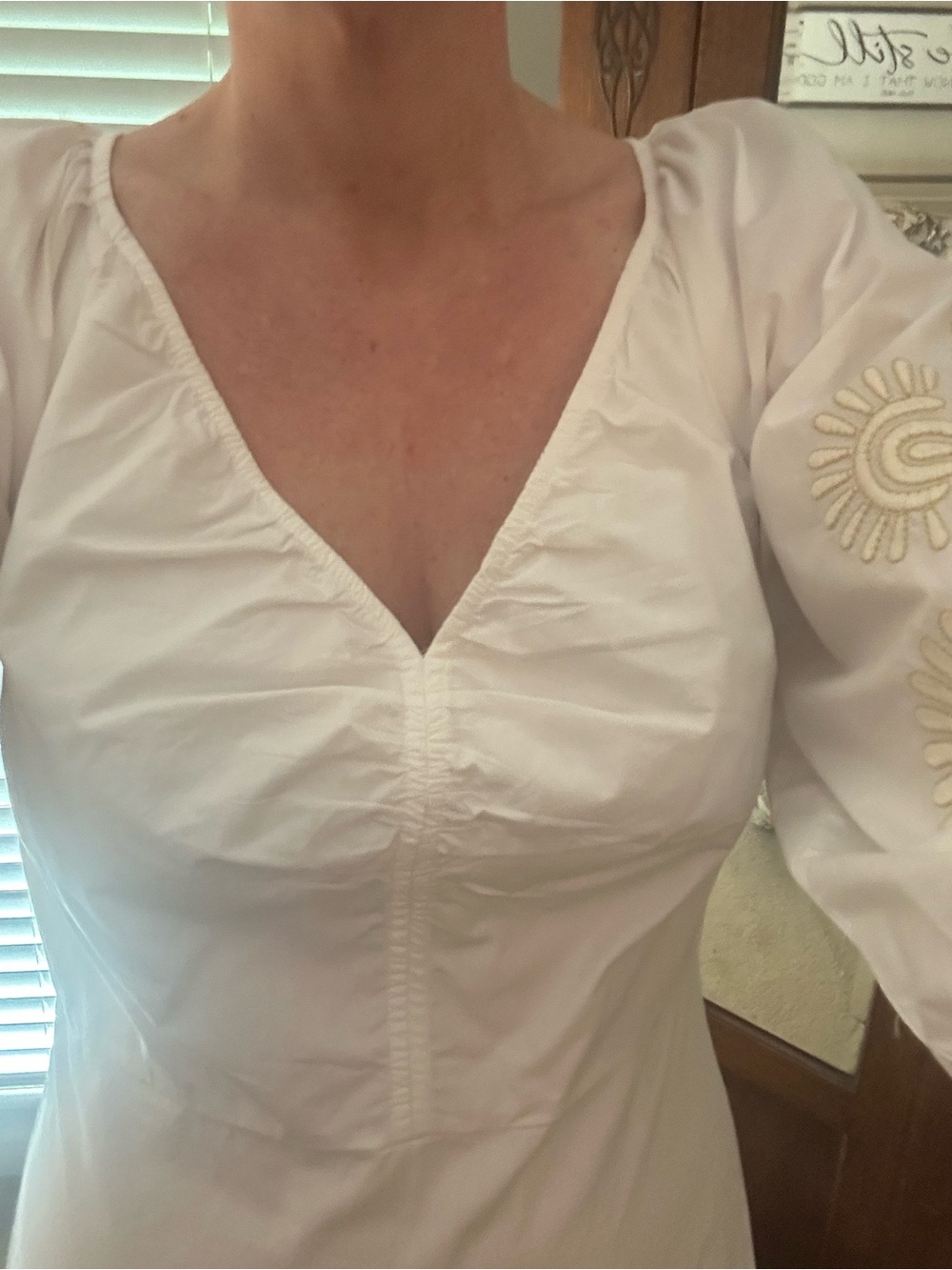NWOT- Ann Taylor White Embroidered Puff-Sleeve Mini Dress Size 8 - Picture 14 of 14